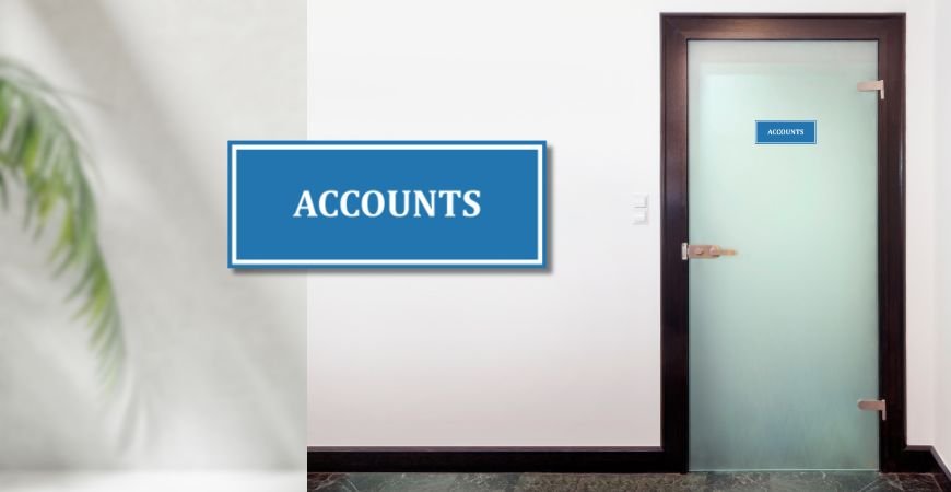 ACCOUNTS STICKER for Glass Door Mockup AI Free Download