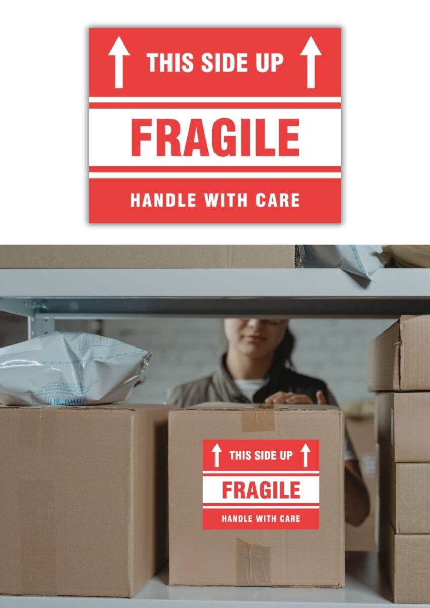 this side up fragile sign demo with box