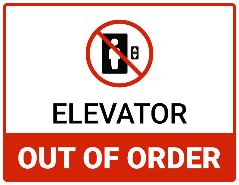 Elevator Out of Order Sign in red – free printable PDF suitable for buildings and offices