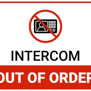 Printable 'Intercom Out of Order' notice PDF for office and school use to notify about system malfunction.