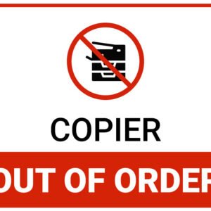 Copier out of order sign in red and white – printable PDF in landscape format