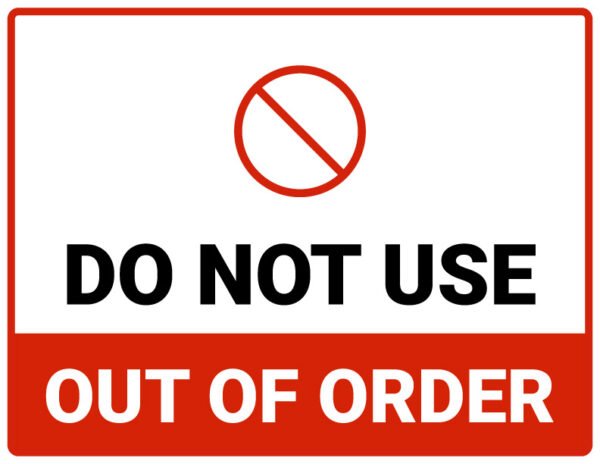 Out of Order Sign printable PDF