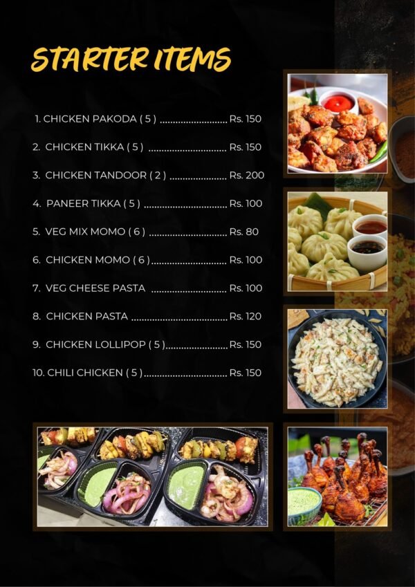 RESTAURANT MENU CARD