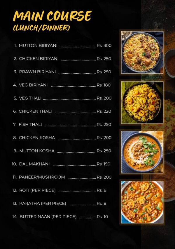 RESTAURANT MENU CARD